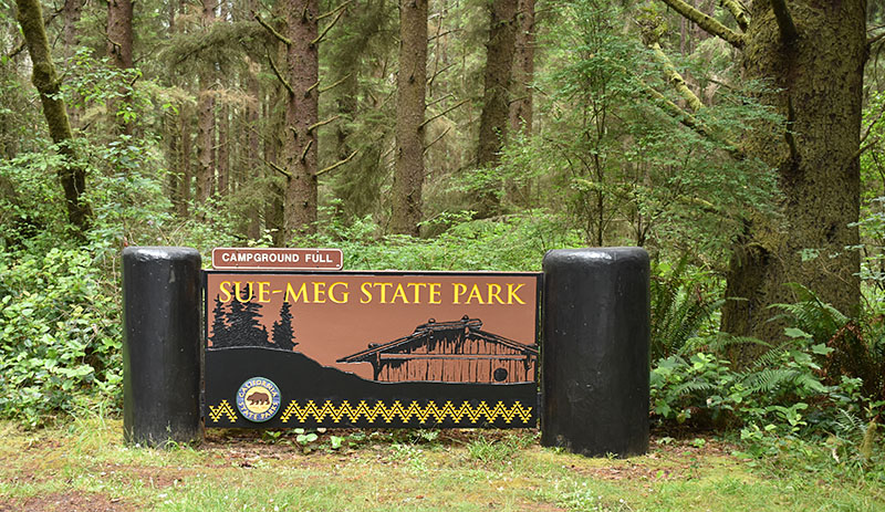 Entrance sign for Sue-meg State Park