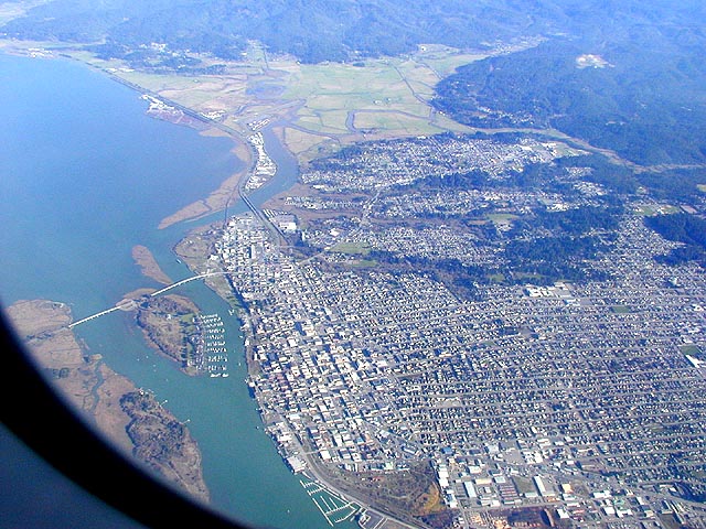 [Oblique aerial photo of the northern Eureka waterfront]